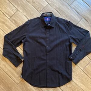 Robert Graham Black Windsor Men's Flip Cuff Classic Paisley Long Sleeve Size XL